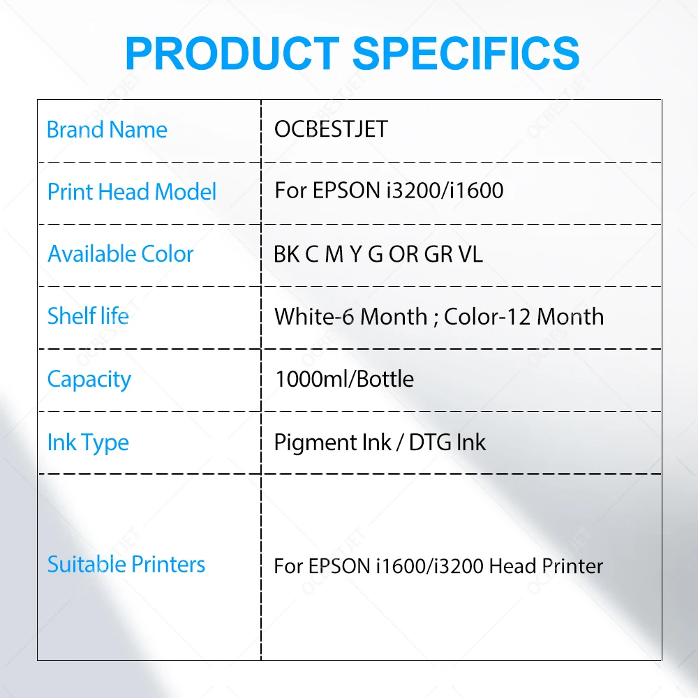 1000ML/Bottle DTG Ink Textile  - Direct To Garment Ink 评论和价格