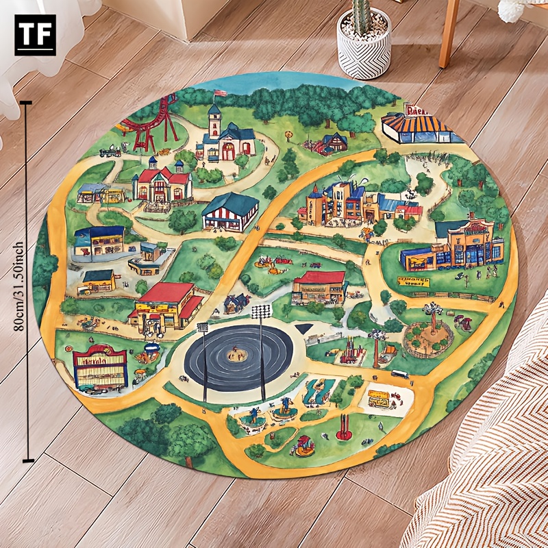 Hand Drawn Amusement Park Town - Commercial Road Printing 评论和价格