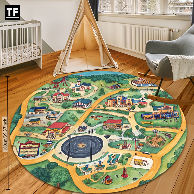 Hand Drawn Amusement Park Town - Commercial Road Printing 评论和价格